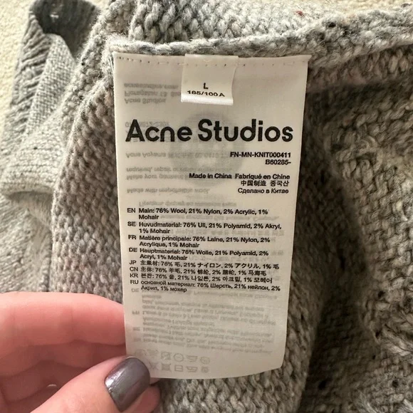 Acne Studios Grey Flower Sweater Size L